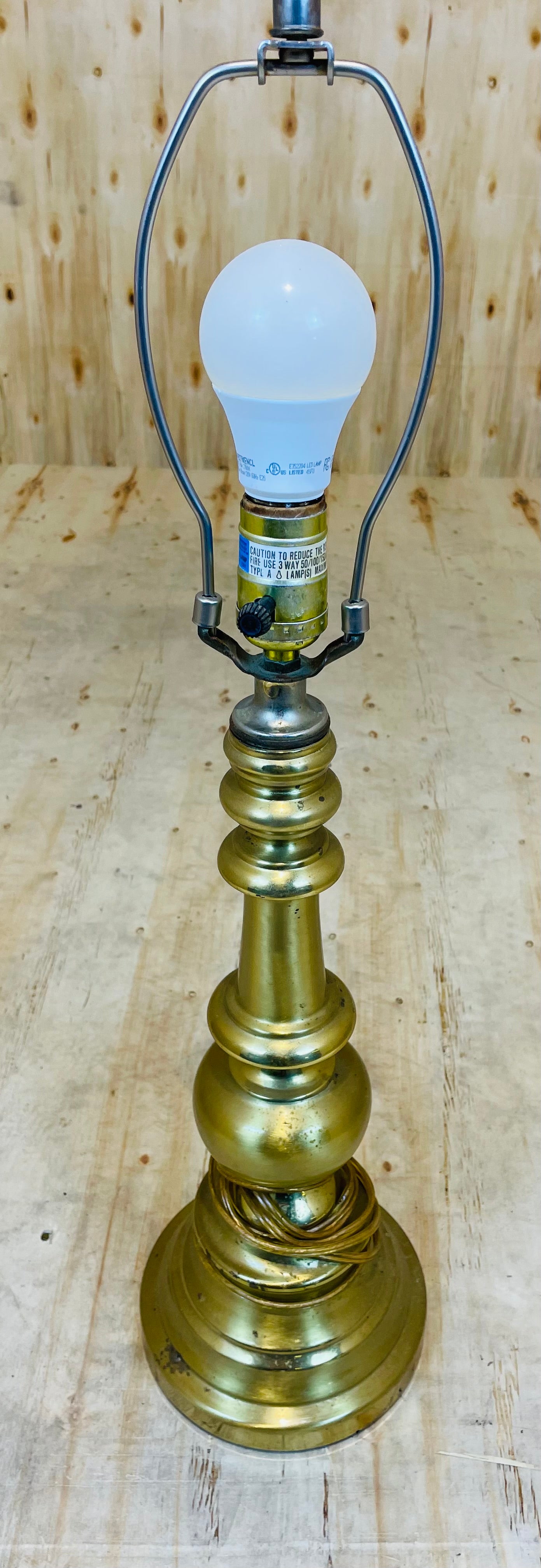 Vintage Brass Table Lamp Base with Turned Column