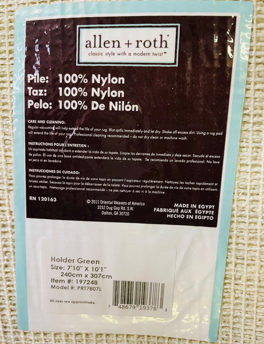 Allen + Roth Holder Green 7’10” x 10’1” Area Rug