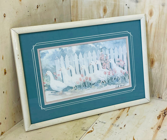 Framed Country Geese Garden Wall Art