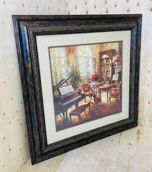 Framed Classical Music Room Art Print with Ornate Wood Frame