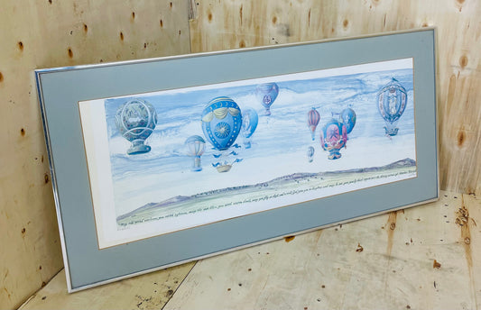 Framed Hot Air Balloon Art Print with Irish Blessing Quote