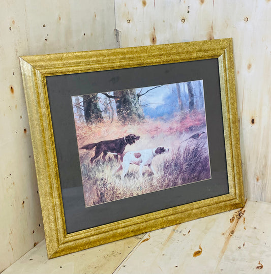 Framed Sporting Dogs Field Scene Wall Art