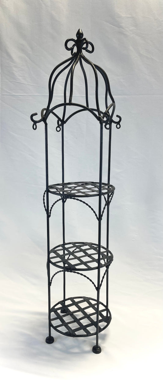 Wrought Iron Tiered Plant Stand with Decorative Finial