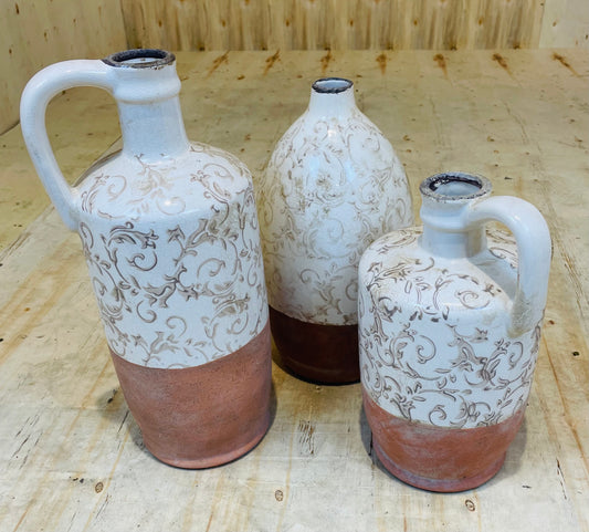 Decorative Farmhouse Ceramic Jug & Vase Set (3-Piece)