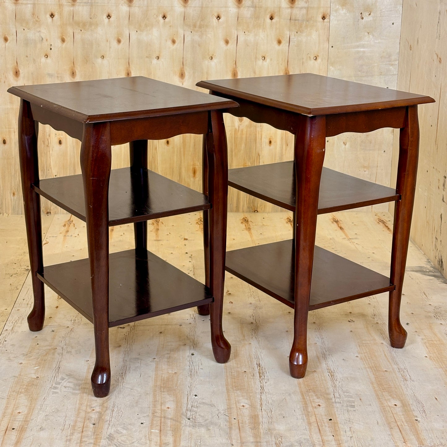 Solid Wood Two-Tier Nightstands