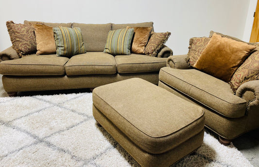 3-Piece Living Room Set – Sofa, Loveseat, Ottoman