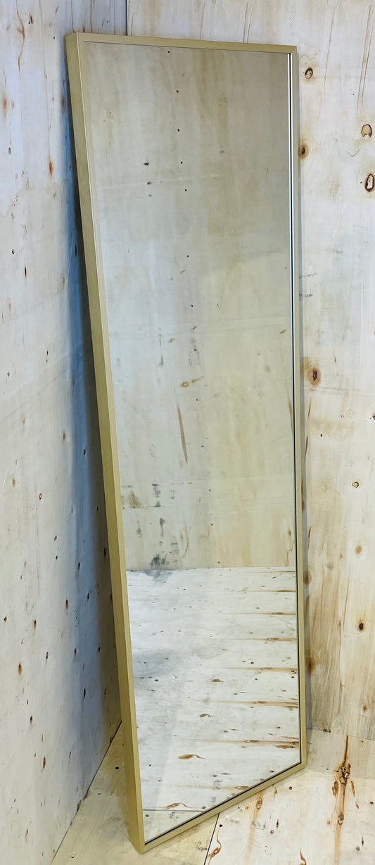 Full-Length Leaning Floor Mirror with Slim Gold Frame